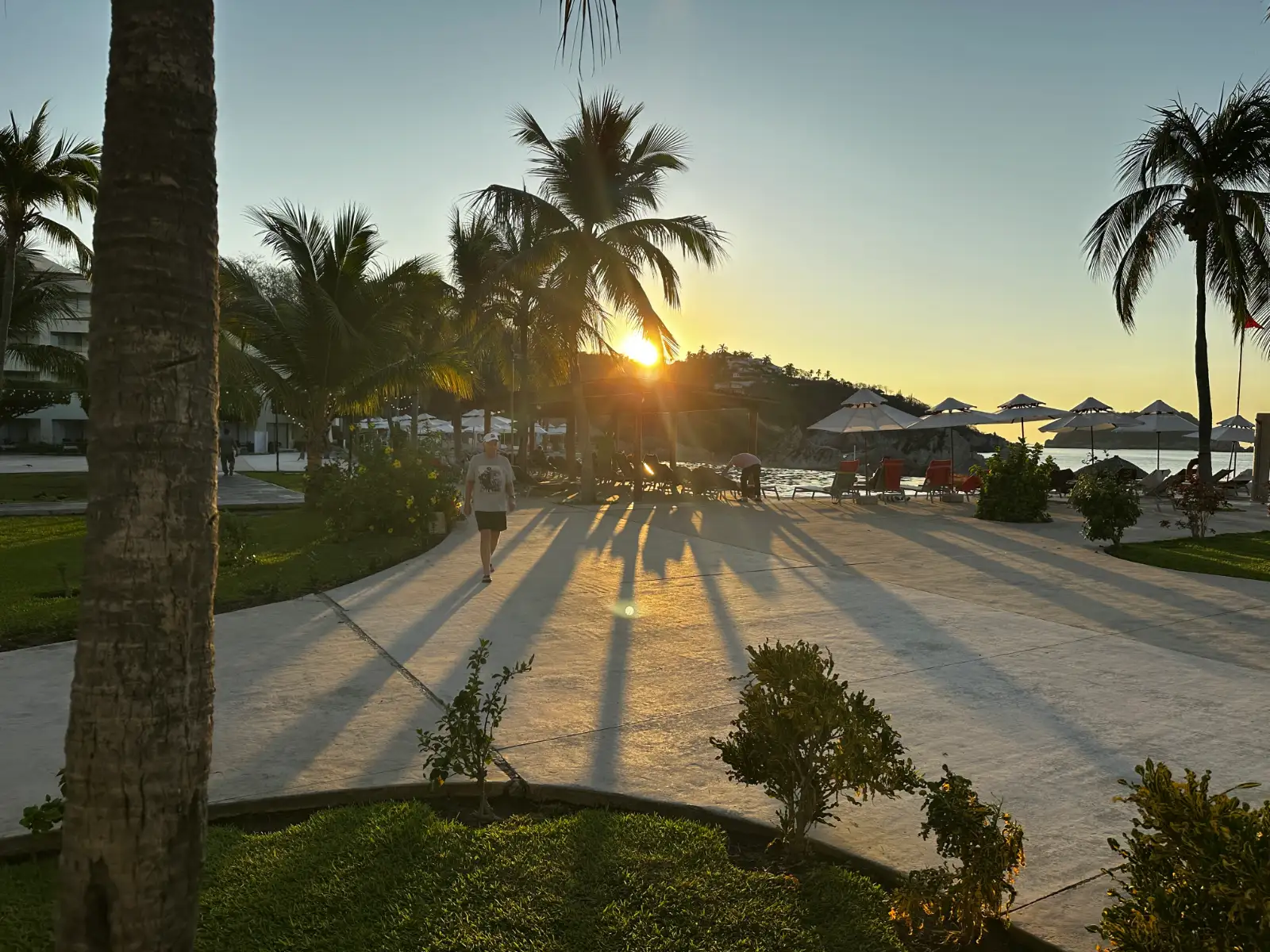 Early morning view of the resort grounds at Dreams Huatulco